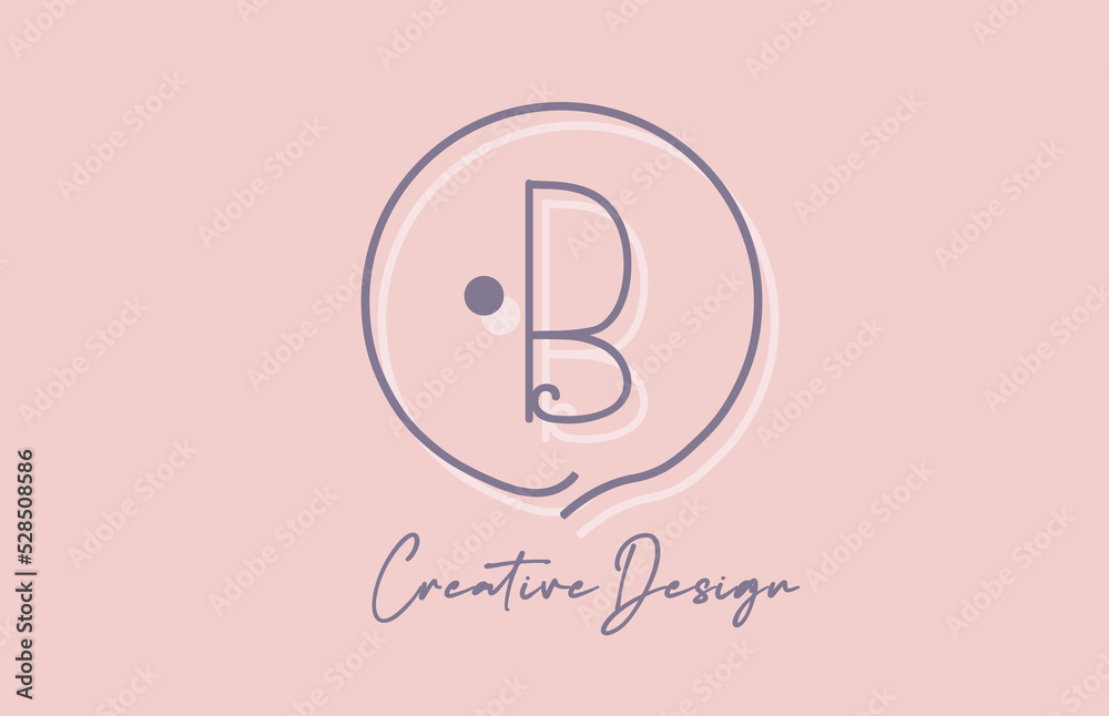 B alphabet letter logo icon design with line dot and vintage style. Pink blue creative template for business and company B alphabet letter logo icon design with line dot and vintage style. Pink blue creative template for business and company
