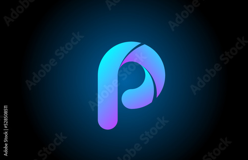 blue pink P alphabet letter logo icon design with gradient color. Creative template for company and business
