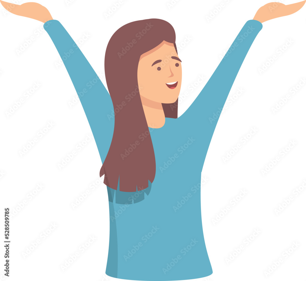 Happy woman crowd icon cartoon vector. Man person. Excited strong Happy woman crowd icon cartoon vector. Man person. Excited strong