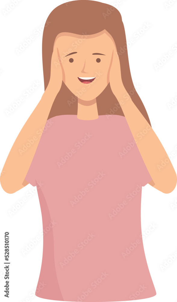 Girl strong wow icon cartoon vector. Happy man. Positive excited Girl strong wow icon cartoon vector. Happy man. Positive excited