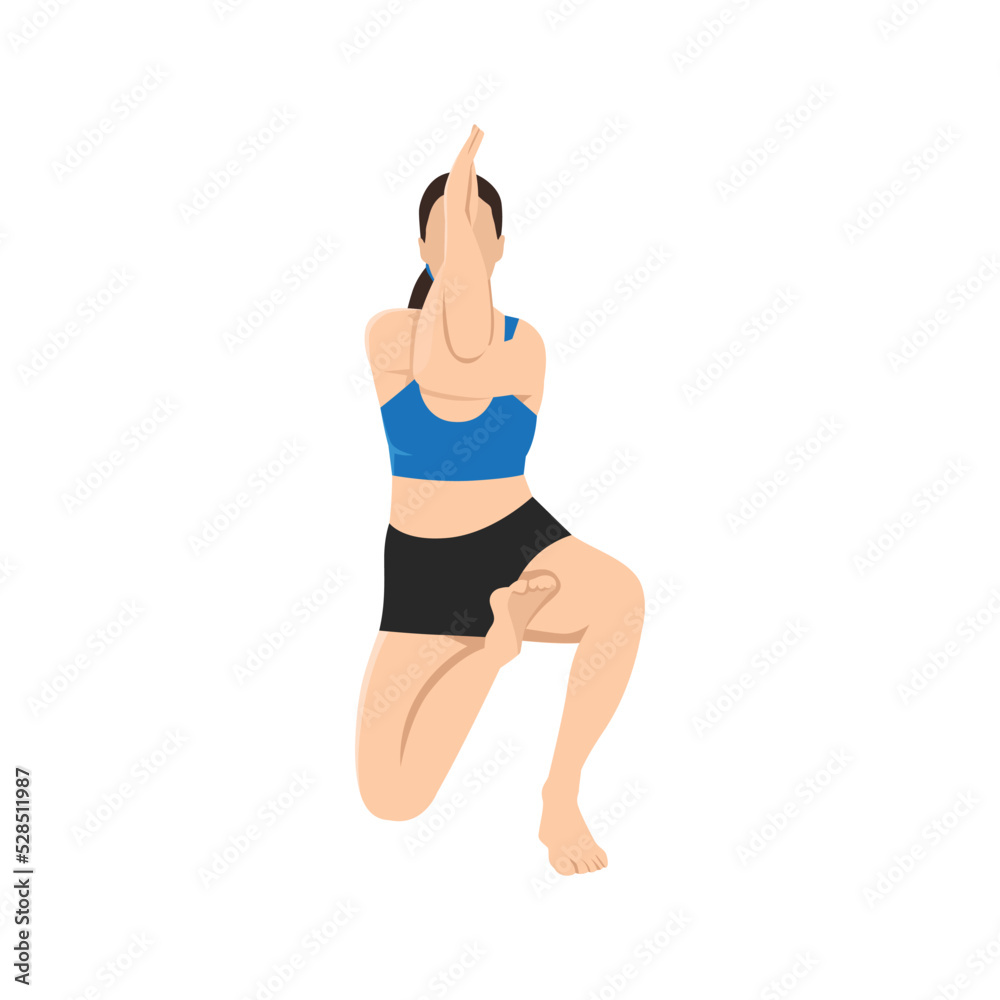 Woman doing Horse Face Pose. Practice Vatayanasana. Flat vector illustration isolated on white background Woman doing Horse Face Pose. Practice Vatayanasana. Flat vector illustration isolated on white background