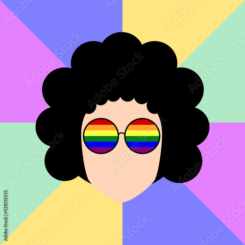 a person wearing sunglasses LGBT rainbow pride color