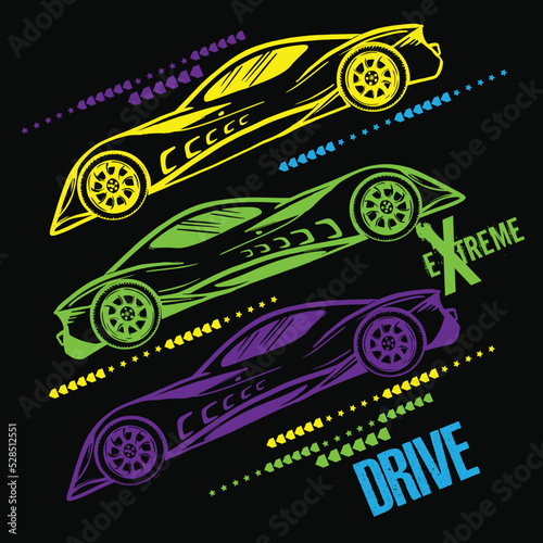 Typography print with Speed race car illustration. Speed slogan. For graphic tees, kids wear, card and more
