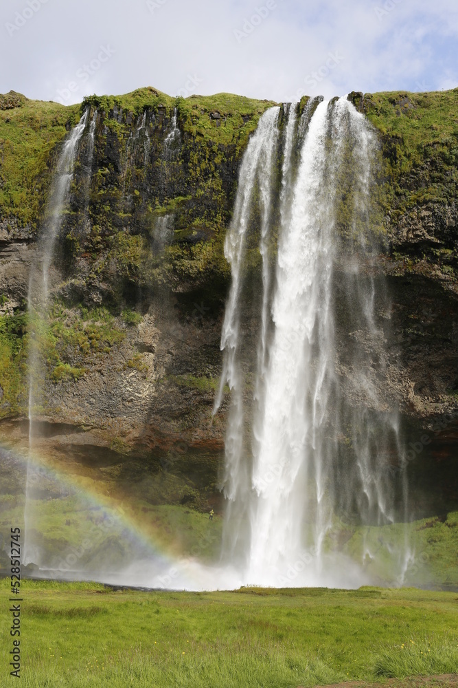Fototapeta premium waterfall and rainbow, Iceland national park
