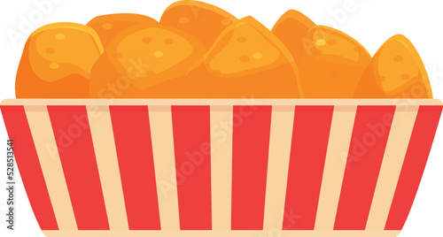 Chicken nugget plate icon cartoon vector. Fast food. Hand box