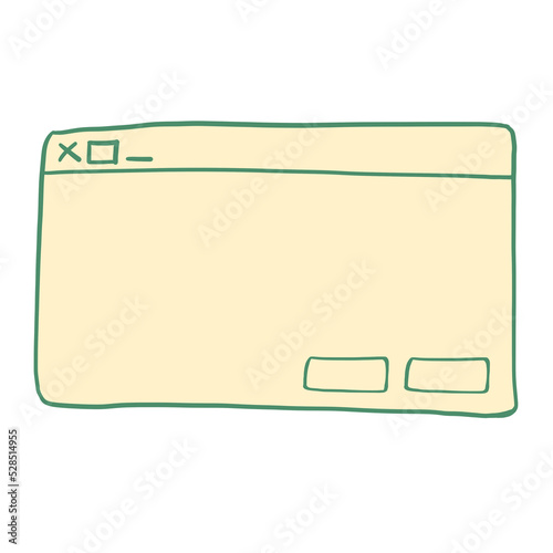 notification or reminder pop-up window in vintage style. user interface (UI) pop up with two option buttons isolated on white background with clipping path. 