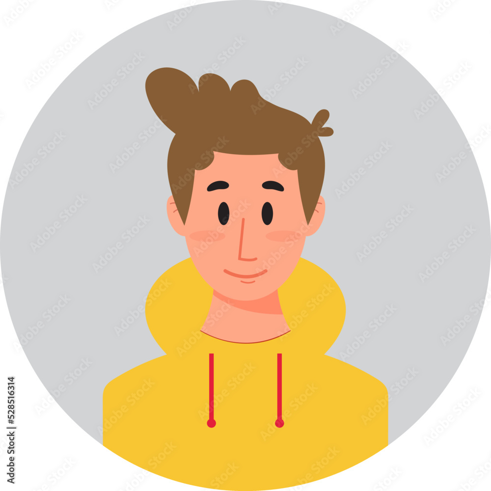 Avatar icon, guy flat style. Vector graphics eps 10.