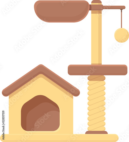 Play cat tower icon cartoon vector. House pet. Shop toy