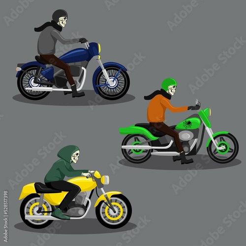set of motorcycles