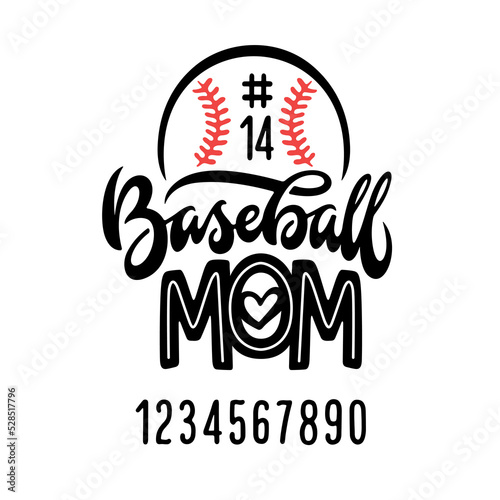 Baseball mom t-shirt design. Hand drawn baseball related typography. Vector illustration.