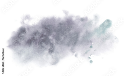 Abstract gray watercolor on a white background. Hand-drawn painting.