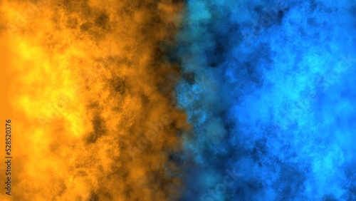 Double smoked fire light effect blue and orange on dark background. Dual tone flame backdrop