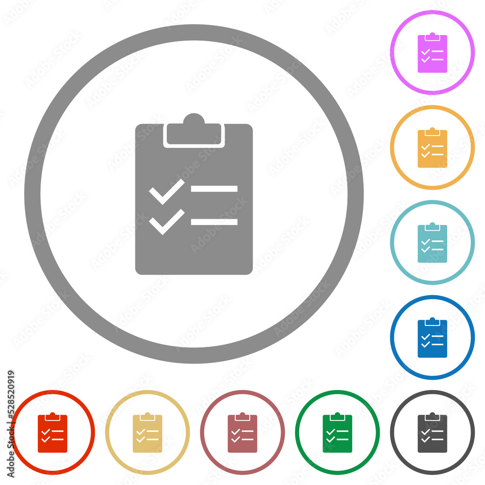 Checklist solid flat icons with outlines Checklist solid flat icons with outlines