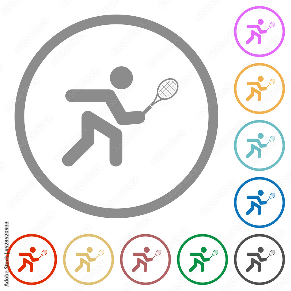 Tennis player flat icons with outlines Tennis player flat icons with outlines