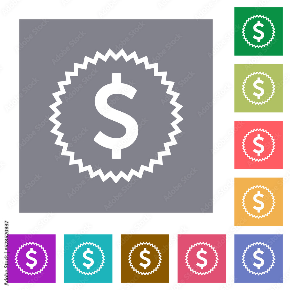 American dollar sticker alternate square flat icons American dollar sticker alternate square flat icons