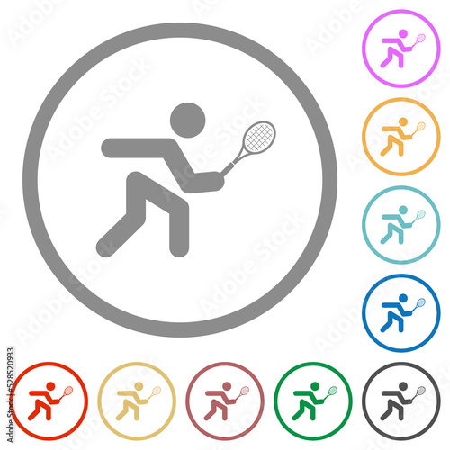 Tennis player flat icons with outlines