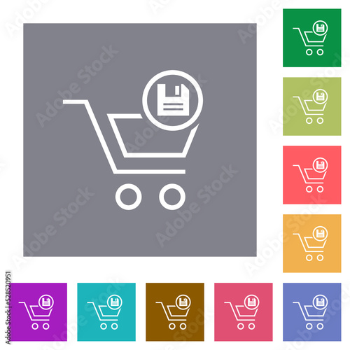 Cart save outline square flat icons