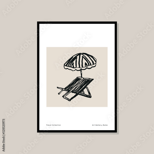 Minimal bohemian travel illustration poster design for wall art gallery 