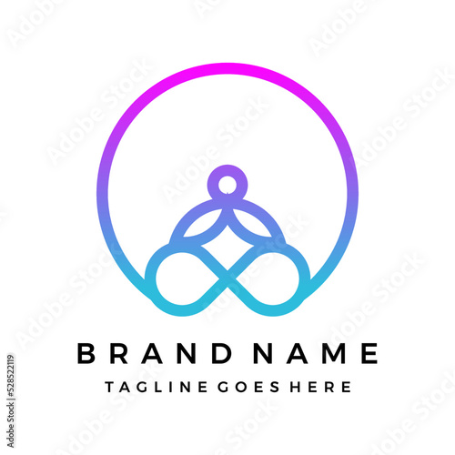 Yoga linear logo design vector illustration