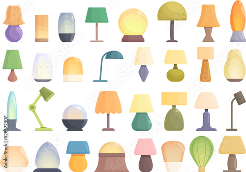 Nightlight icons set cartoon vector. Lamp light. Floor bulb