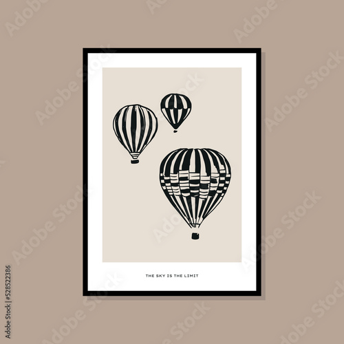 Minimal bohemian travel illustration poster design for wall art gallery 
