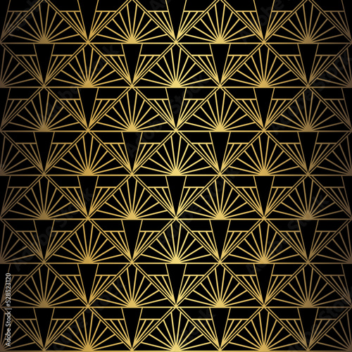 Art Deco Pattern. Vector background in 1920s style. Gold black texture