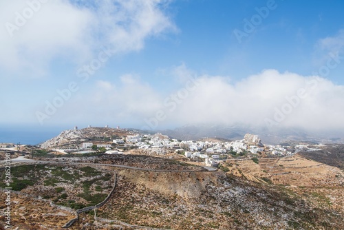 Scenic view of Chora in Amorgos, Cyclades, Greece.