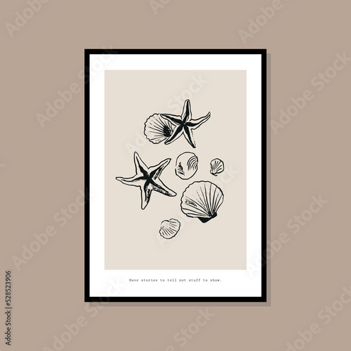 Minimal bohemian travel illustration poster design for wall art gallery 
