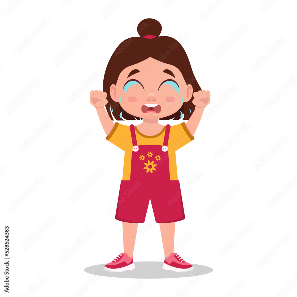 The girl is crying. Vector illustration
