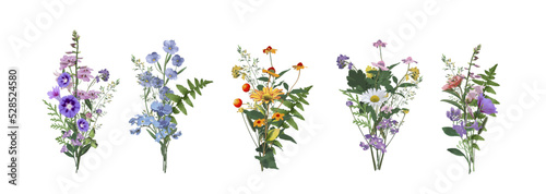 Five beautiful bouquets of wildflowers