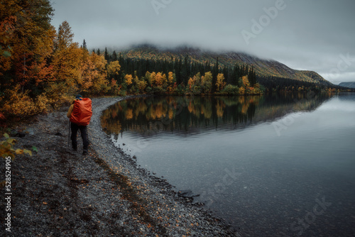 Autumn walk along the lake, autumn solo hike © Timur