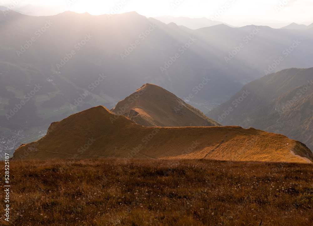 Indian summer and red slopes in the Alpine mountains Indian summer and red slopes in the Alpine mountains
