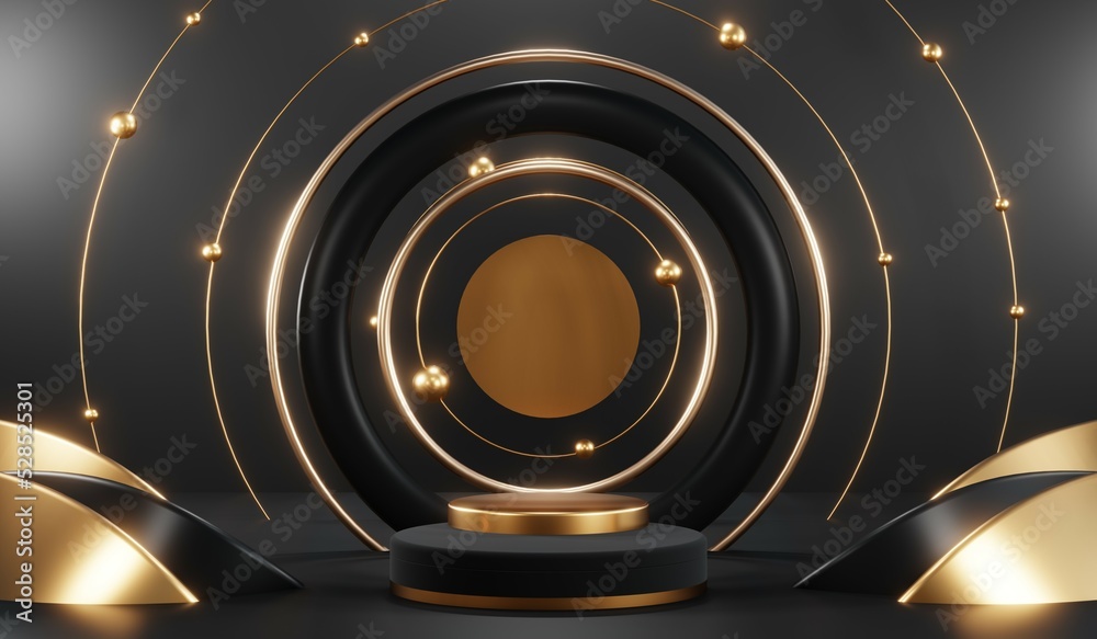 3D rendering of blank product background for cream cosmetics Modern black podium background 3D rendering of blank product background for cream cosmetics Modern black podium background