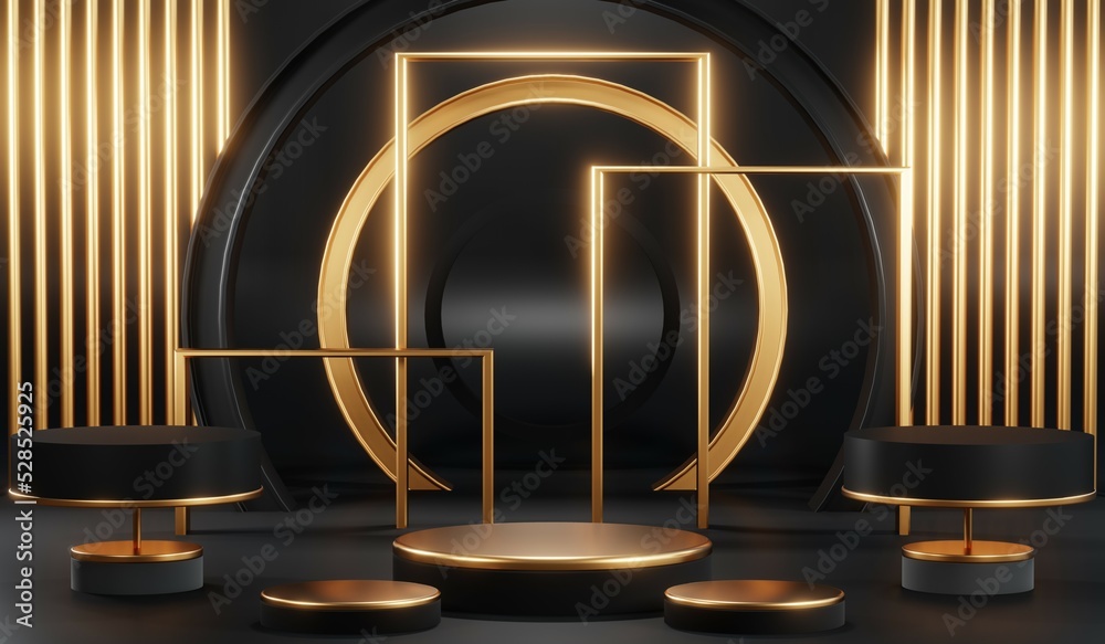 3D rendering of blank product background for cream cosmetics Modern black podium background 3D rendering of blank product background for cream cosmetics Modern black podium background
