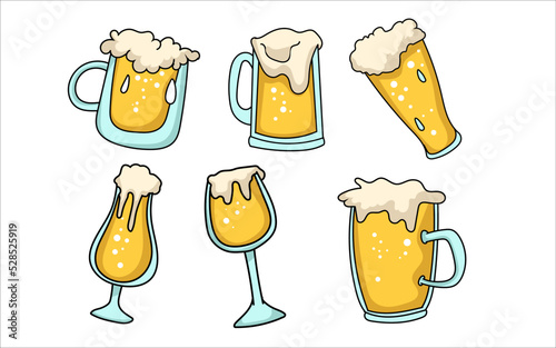 Beer mug vector set clipart