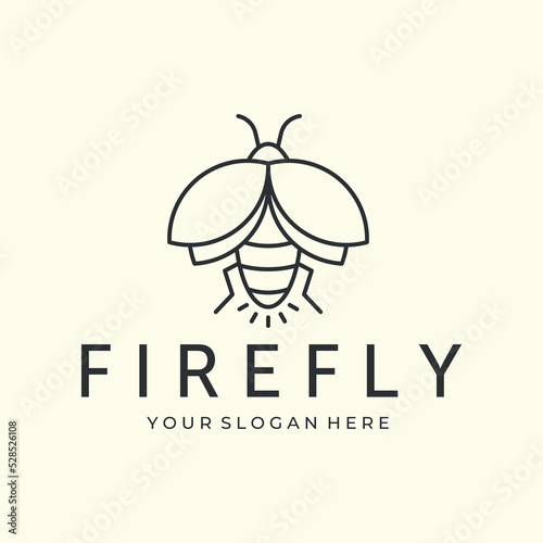 firefly with line art minimalist style logo vector illustration design icon template. insect fauna logo