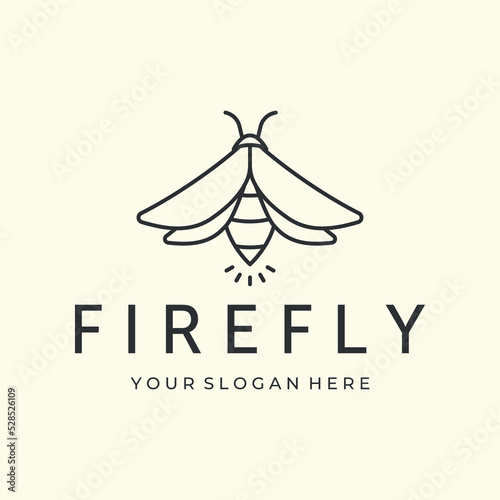 firefly or insect with line art minimalist style logo vector illustration design icon template
