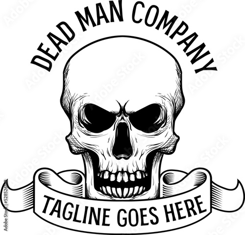 Dead Man logo. Skull Logo. Creepy logo. for custom template design, emblem, logo sign in vintage style with detailed illustration