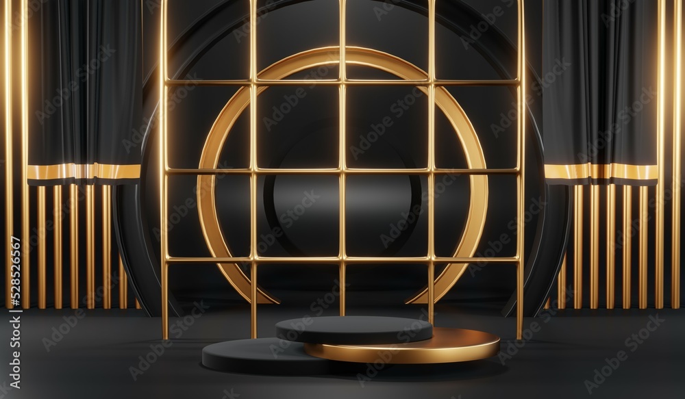 3D rendering of blank product background for cream cosmetics Modern black podium background 3D rendering of blank product background for cream cosmetics Modern black podium background