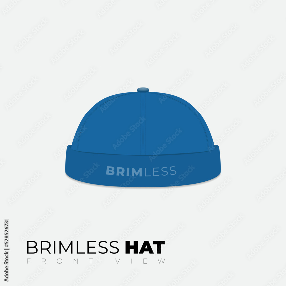 Blue brimless hat template in front view design Blue brimless hat template in front view design