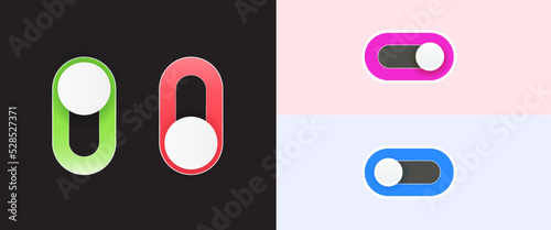 Set of On and Off Toggle Switch Buttons Modern Devices User Interface Vector  Graphic Design