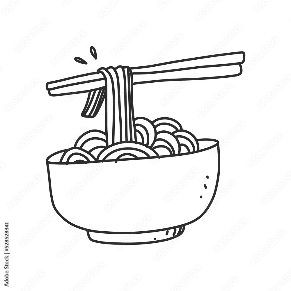 ramen In hand drawn illustration, For food business isolated background ramen In hand drawn illustration, For food business isolated background