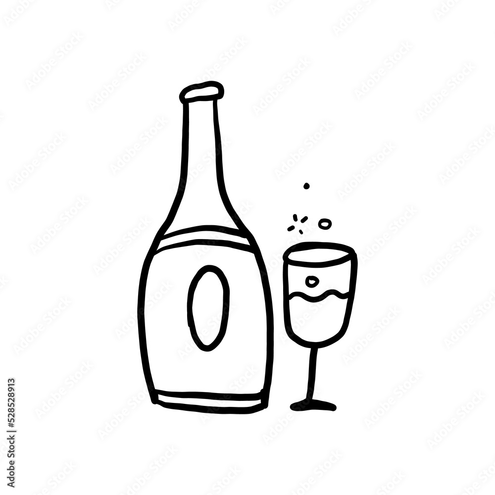 wine for ornament Merry Christmas and happy new year hand drawn holiday icon vector illustration. winter party decoration. wine for ornament Merry Christmas and happy new year hand drawn holiday icon vector illustration. winter party decoration.