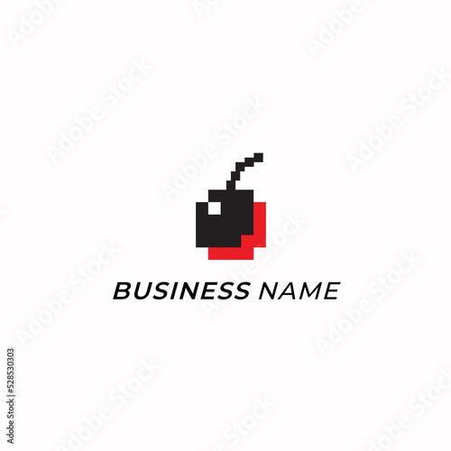 design logo creative bomb and pixel art