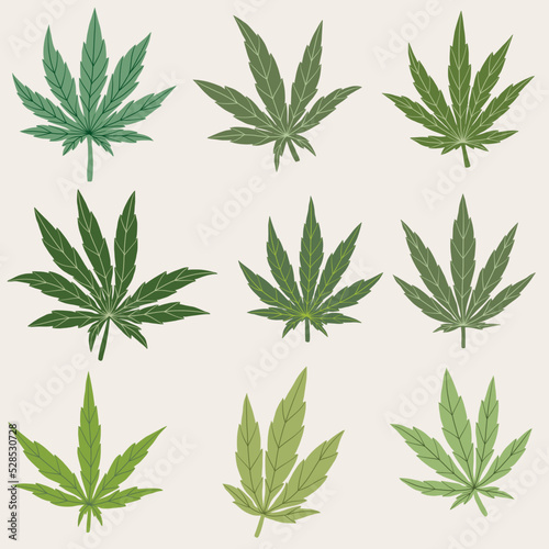 simplicity cannabis leaf freehand drawing collection.