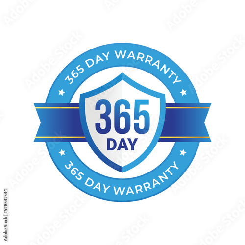 365 day warranty. label, sticker, seal, badge, icon, logo, sign. round minimalist vector warranty label