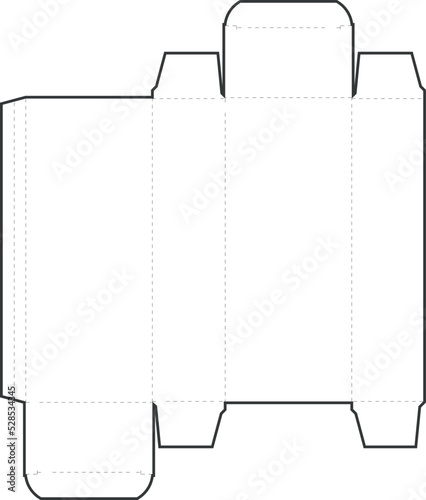 Simple carton diecut packing box scheme template on white photo