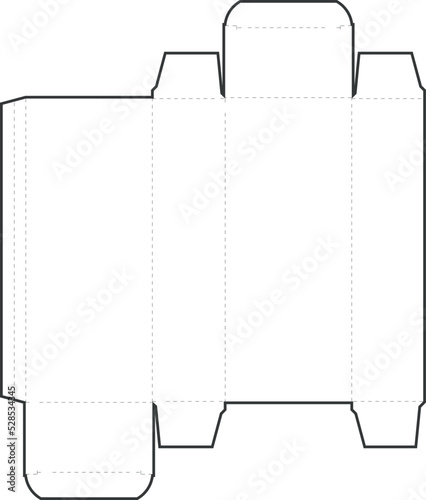 Simple carton diecut packing box scheme template on white