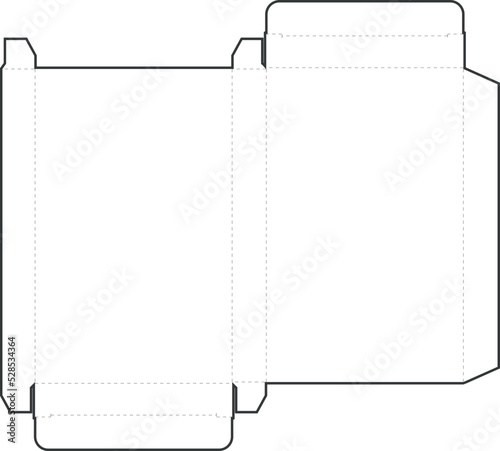 Simple carton diecut packing box scheme template on white