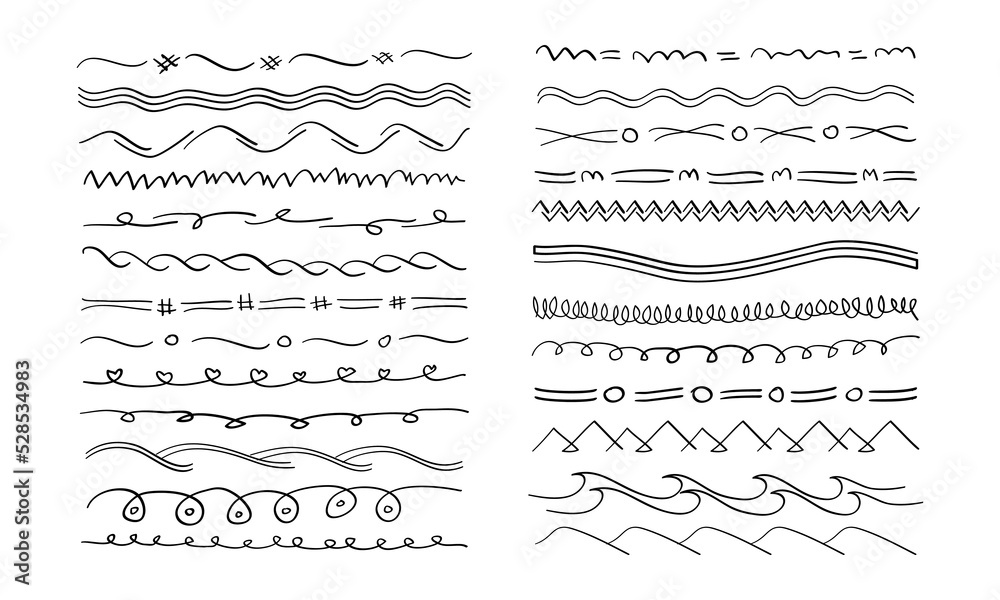 hand drawn underlines symbol in doodle style